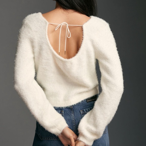By Anthropologie Eyelash Pullover Sweater NEW ivory size Small - Picture 2 of 7